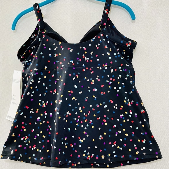 Trimshaper Black Tankini with Confetti Polka Dot pattern Women's Size 14 NWT - Picture 4 of 7